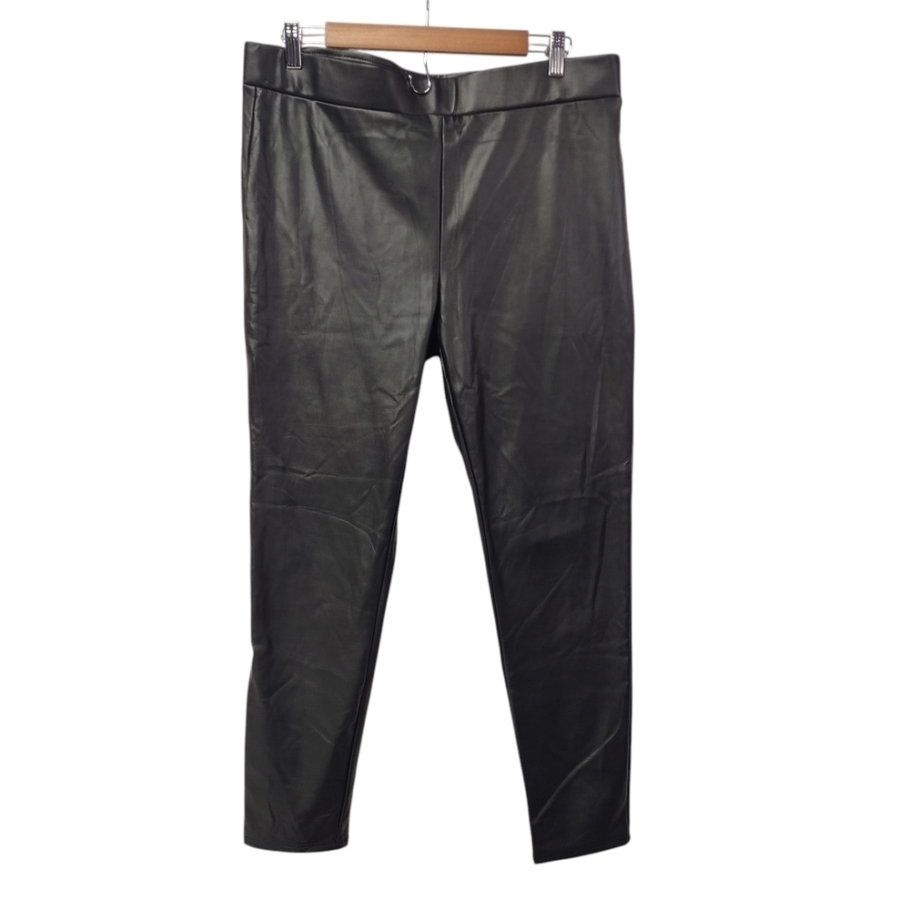 LOFT Women's Black Faux Leather Skinny Pants Size Large NWOT